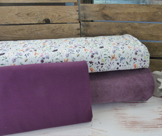 Stoffpaket Blümchen mit Cordjersey