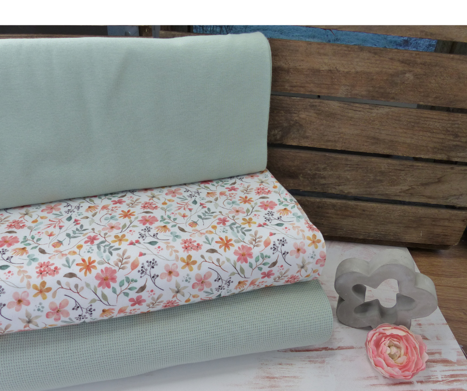 Stoffpaket Frühlings-Blümchen mit Waffeljersey