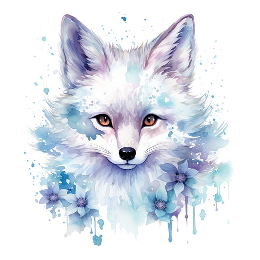 Bügelbild Polarfuchs groß mit Glitzer