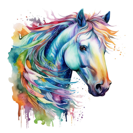 Bügelbild Pferdekopf bunt