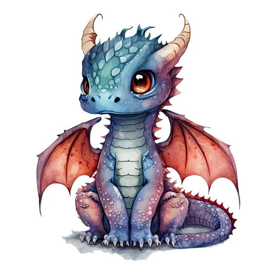 Bügelbild Drache Blau
