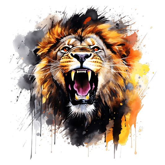 Bügelbild Löwe Aquarell schwarz