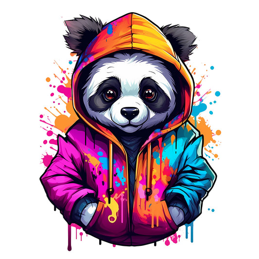 Bügelbild Panda mit Hoodie