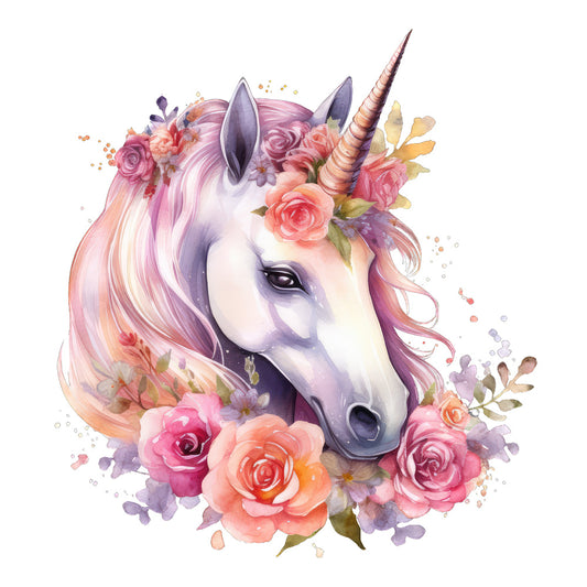 Bügelbild Einhorn Pastell rötlich