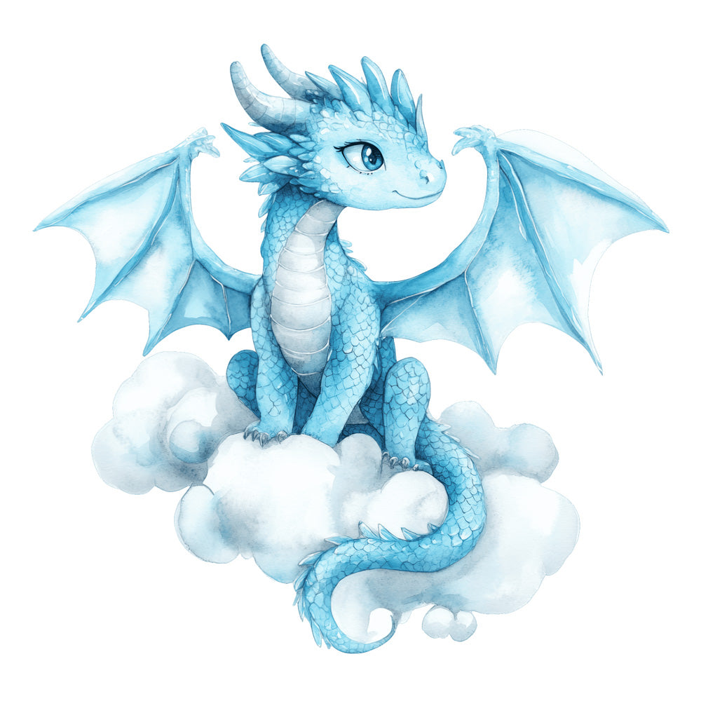 Bügelbild Winddrache blau