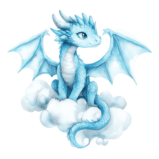 Bügelbild Winddrache blau