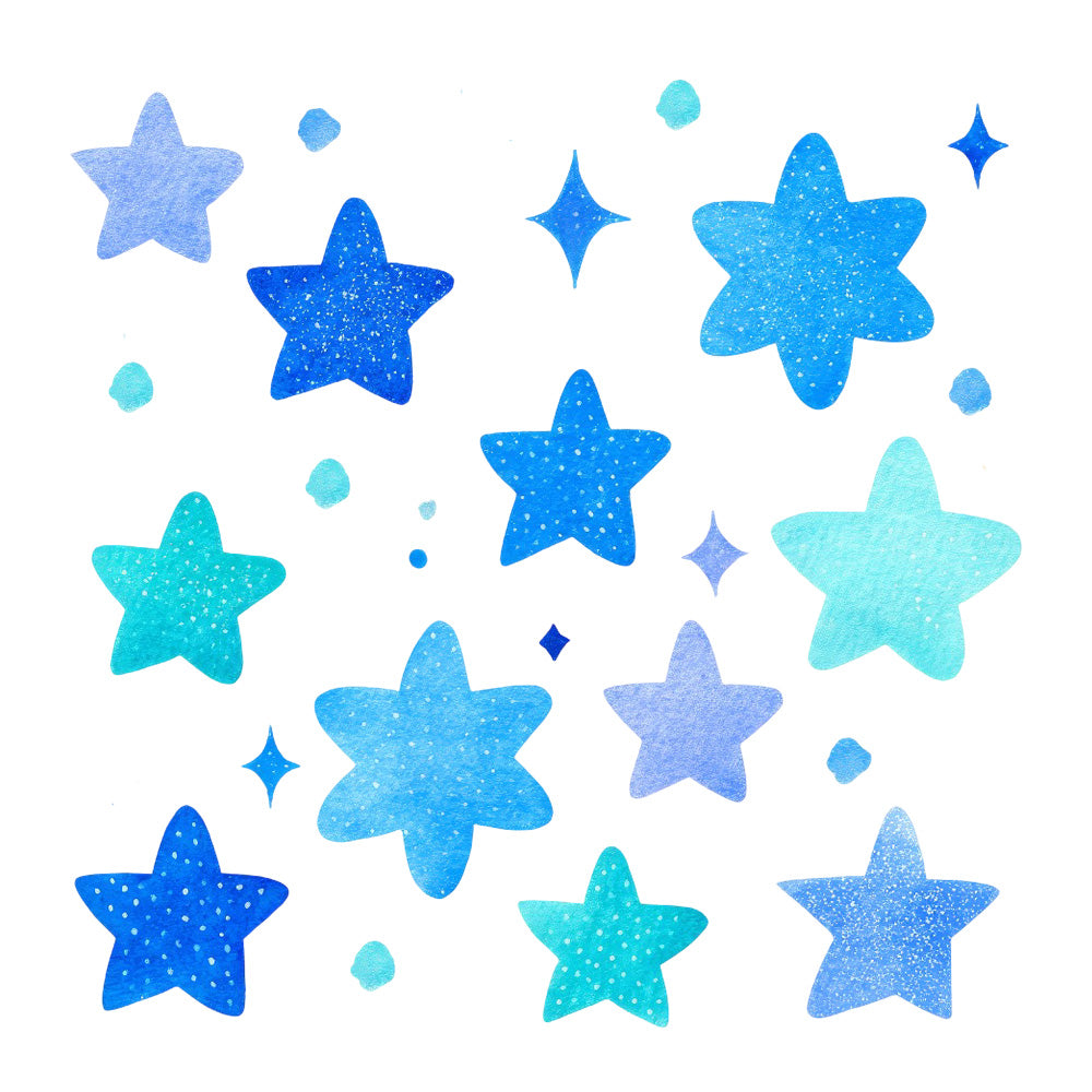 Bügelbild Sterne- Set blau