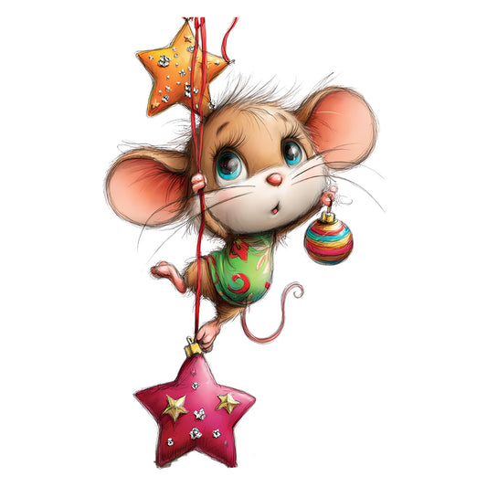 Bügelbild Maus am Stern