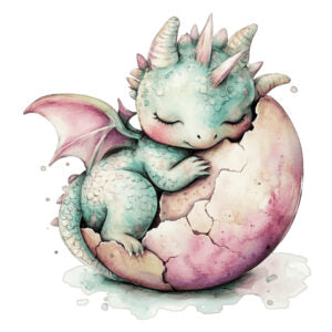Bügelbild Drache im Ei