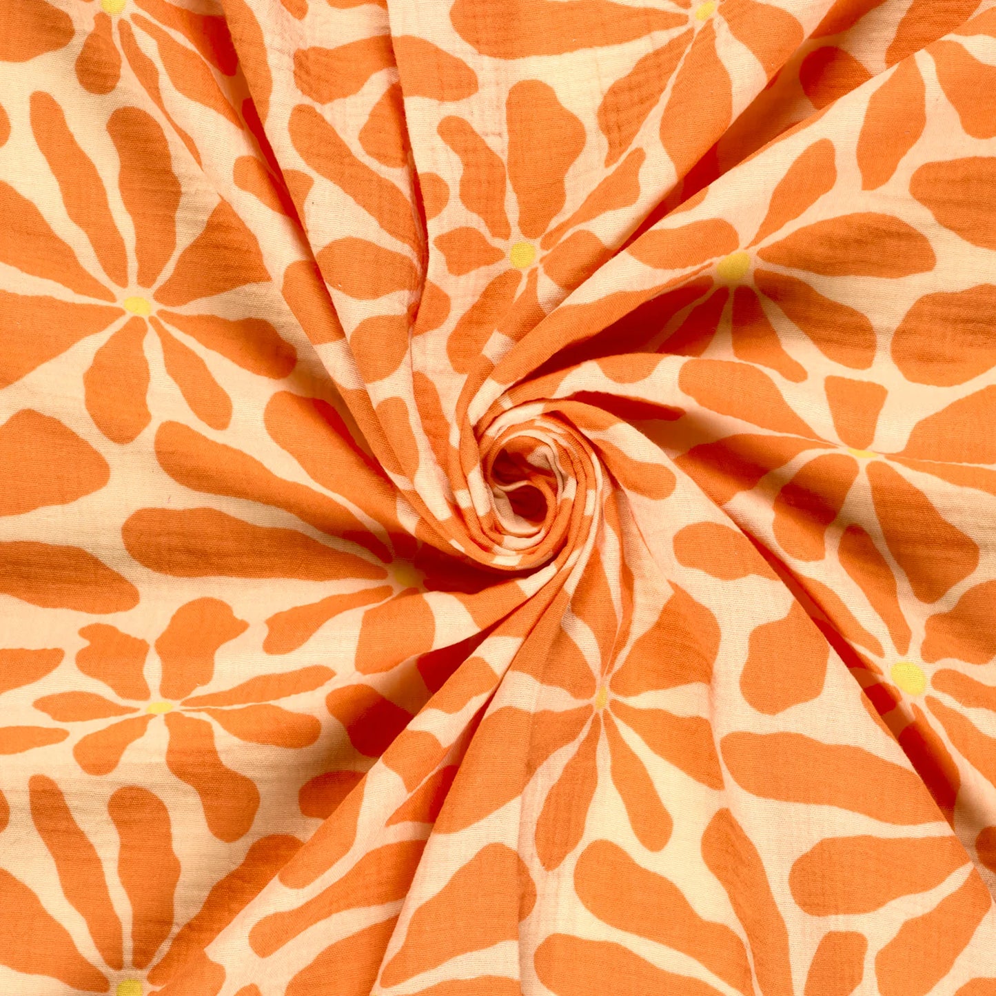 Musselin, Blumen Orange/Lachs