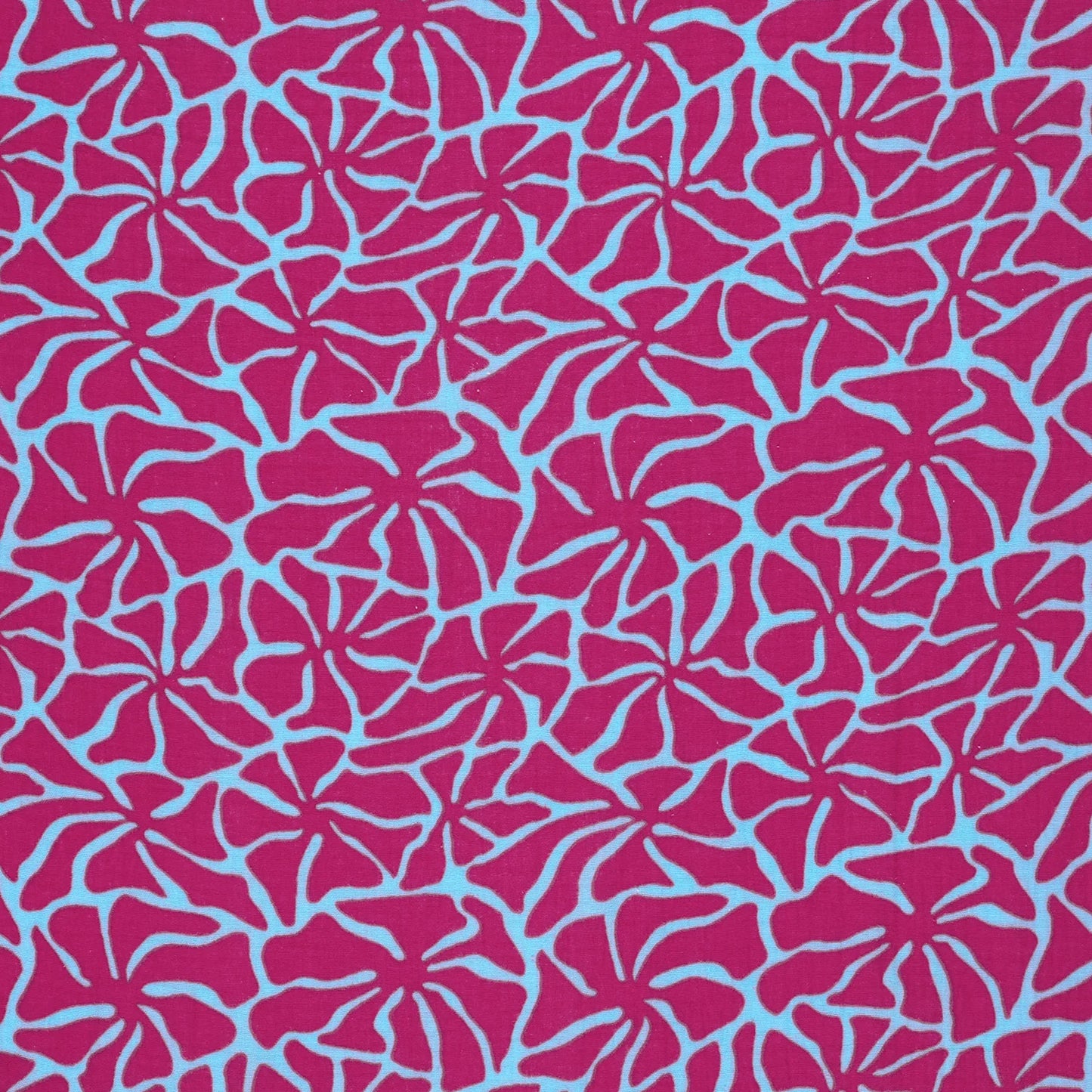 Musselin, Blumen Eisblau/Pink