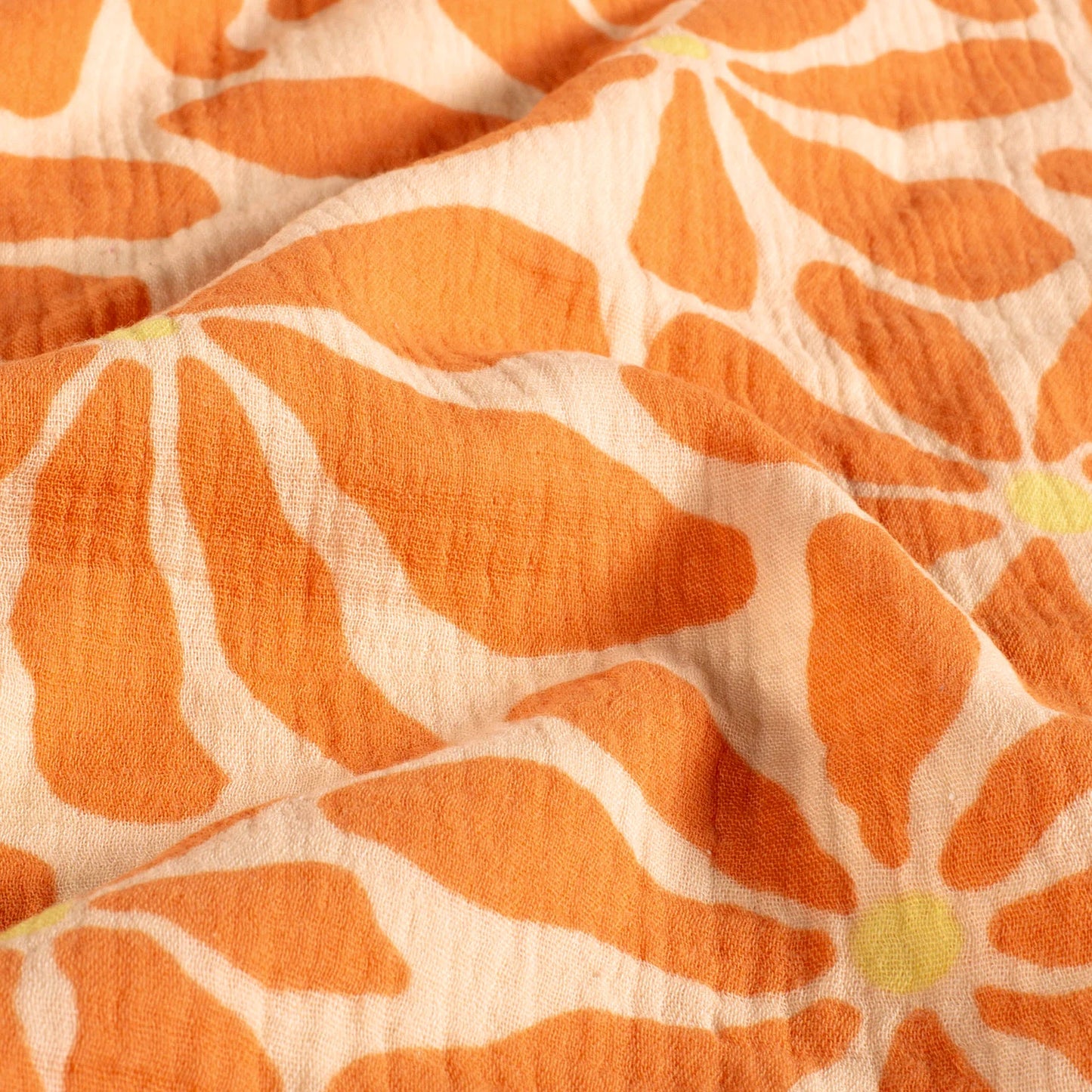 Musselin, Blumen Orange/Lachs