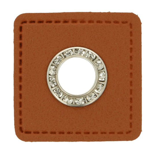Ösen Diamanten auf Kunstleder- braun