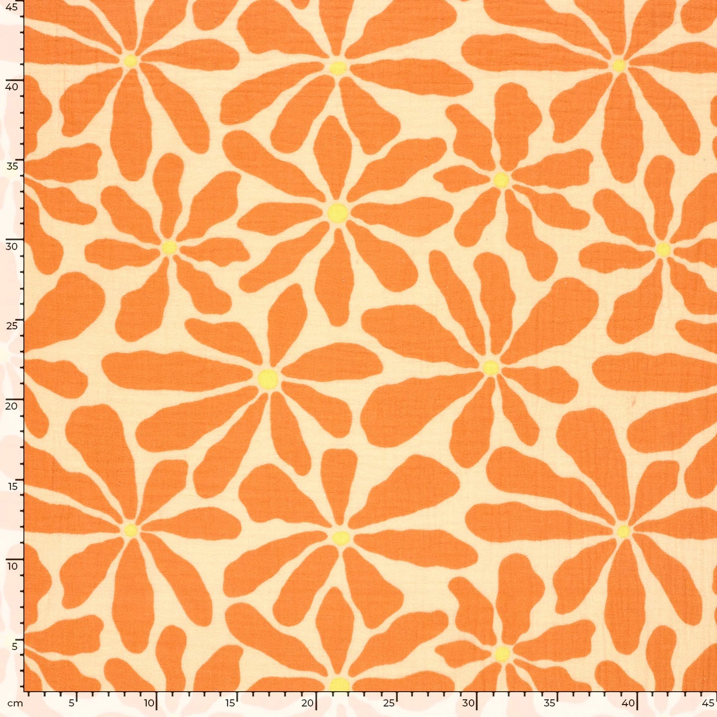 Musselin, Blumen Orange/Lachs