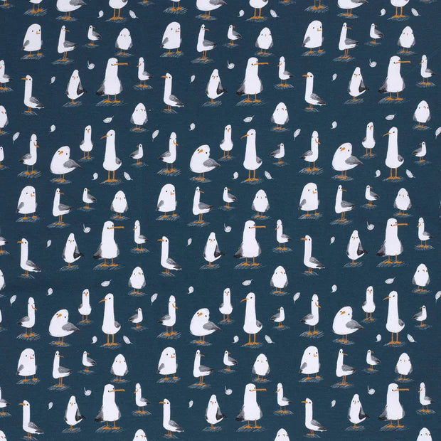 Jersey Druck "Möve" marineblau