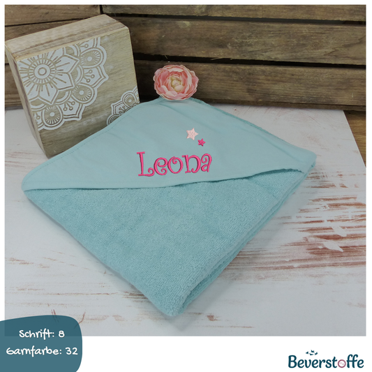 Kapuzenhandtuch mit Namen und Sternen