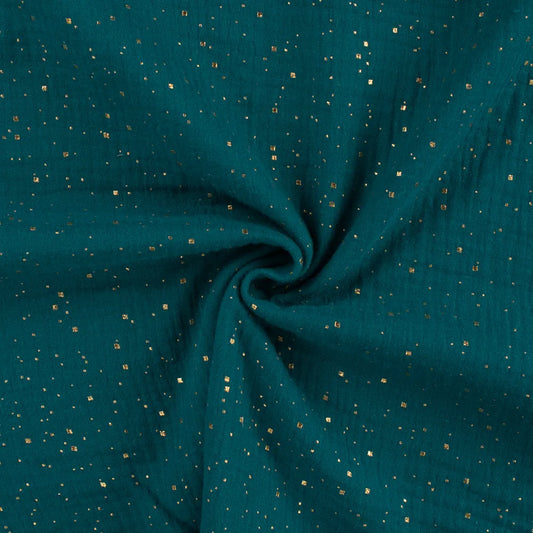 Musselin, "goldene Punkte" Petrol