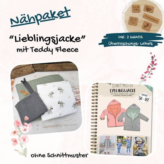 Nähpaket  "Lyblingsjacke" (Gr.86-134) mit Teddyfleece