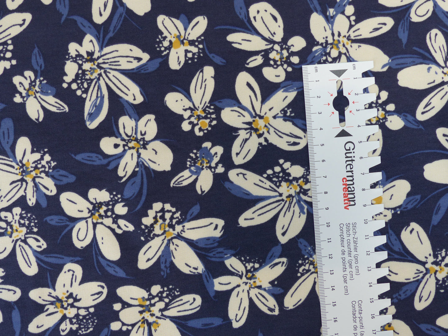 French Terry "Flower " Navy