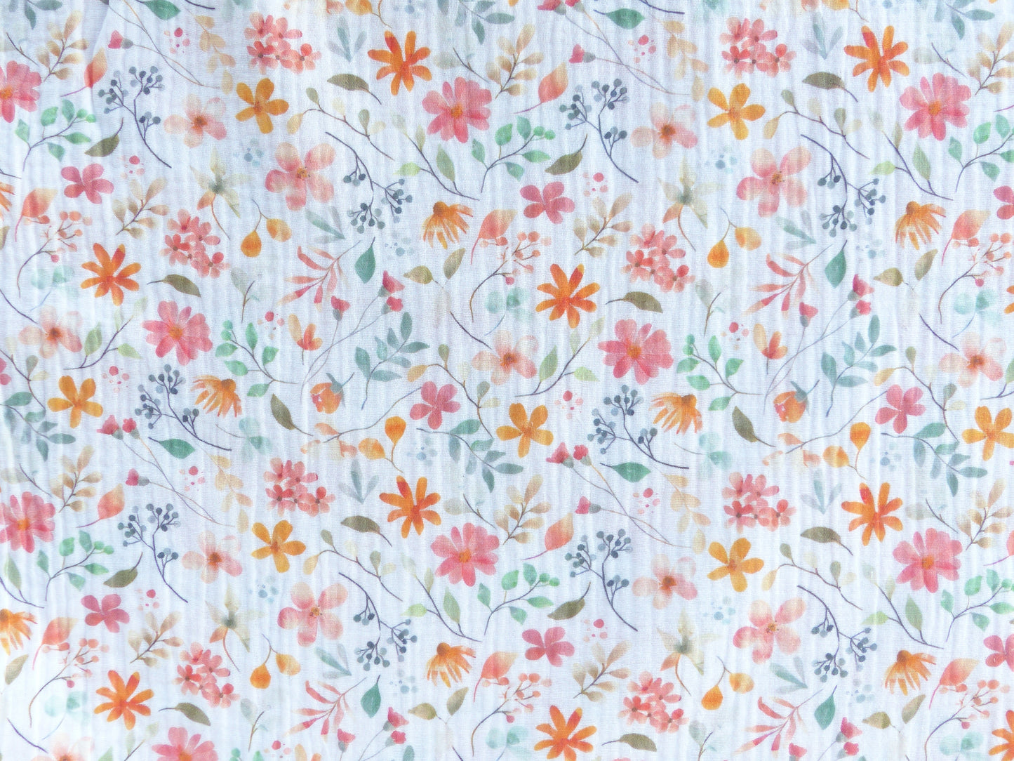 Double Gauze, Musselin, Blümchen