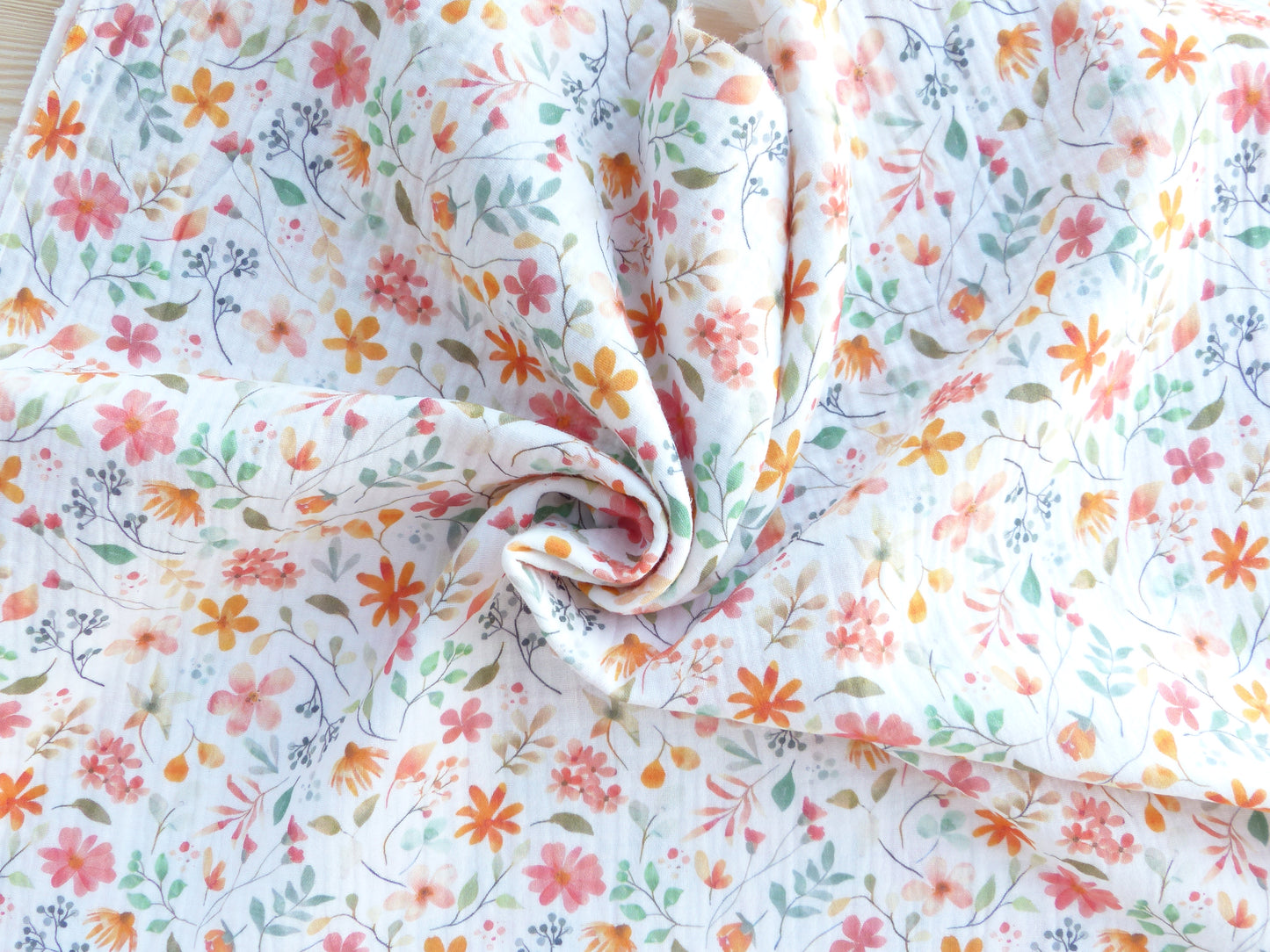 Double Gauze, Musselin, Blümchen