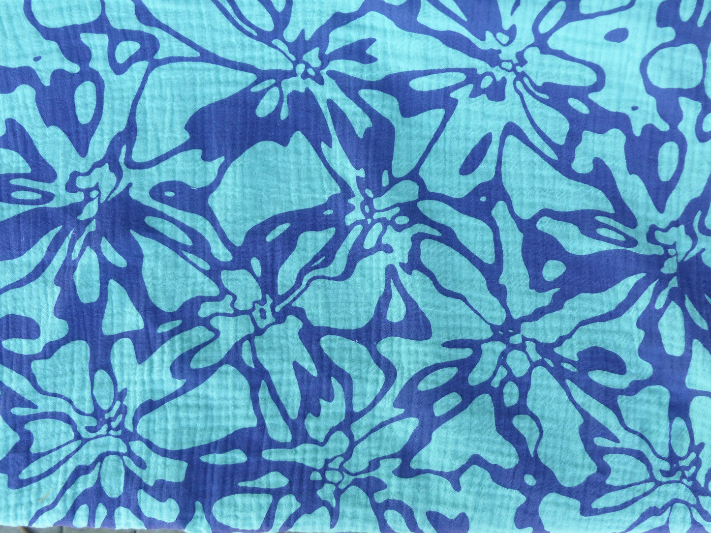 Musselin, Blumen Lila/ blau