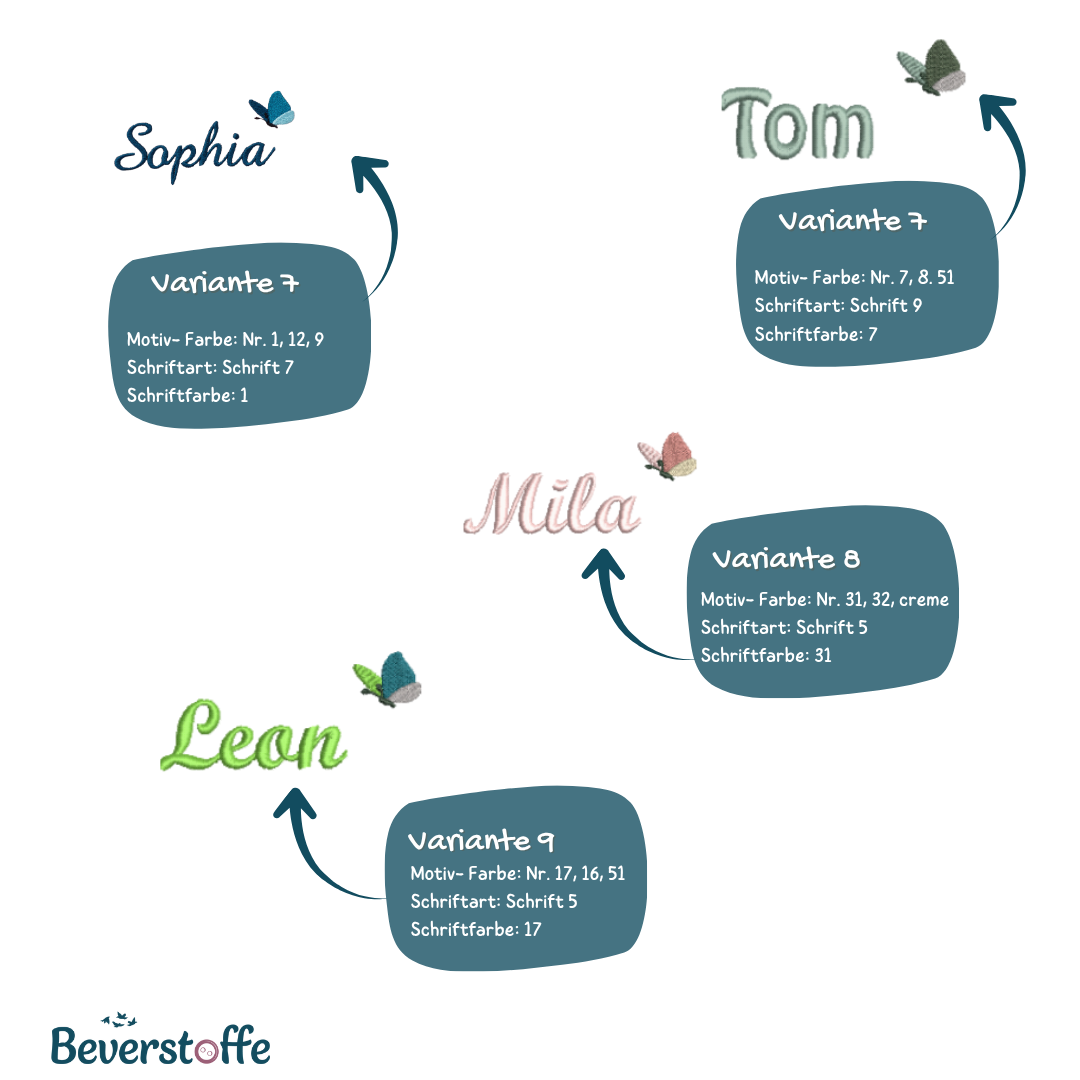 Rucksack- Name mit Schmetterling