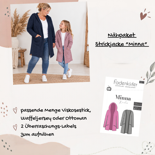 Nähpaket "Stickjacke Minna" Kinder (92-164