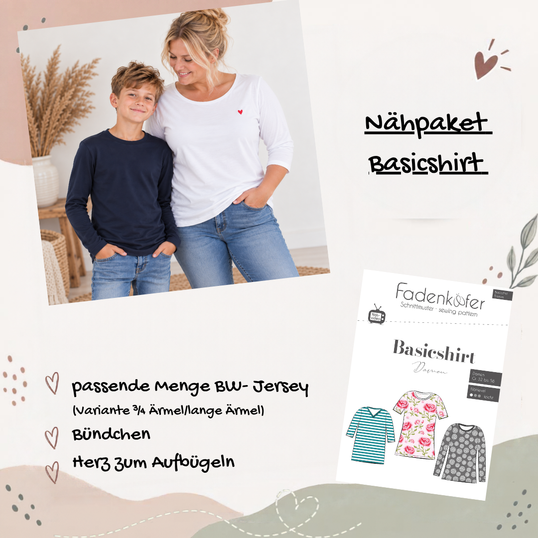 Nähpaket  "Basicshirt" Damen (32-54)
