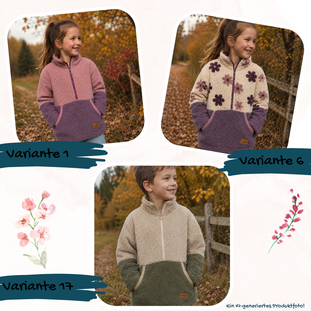 Nähpaket  "Troja" (Gr.80-146) mit Teddyfleece