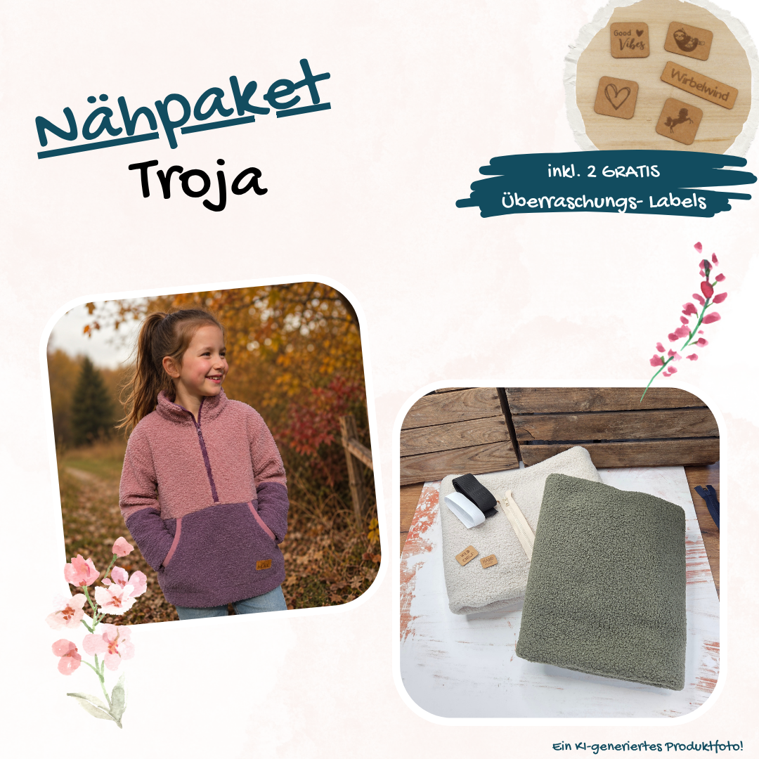 Nähpaket  "Troja" (Gr.80-146) mit Teddyfleece