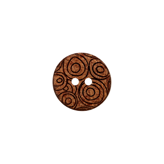 Kokosknopf 2-Loch, Kreise, 18mm, braun