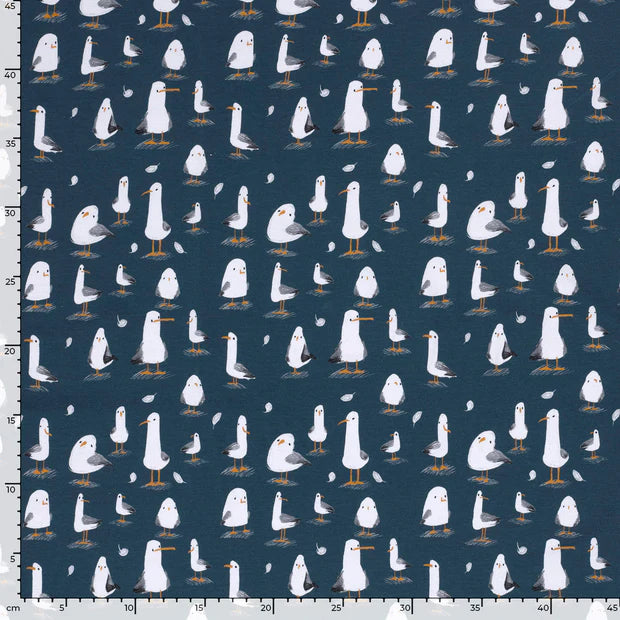 Jersey Druck "Möve" marineblau