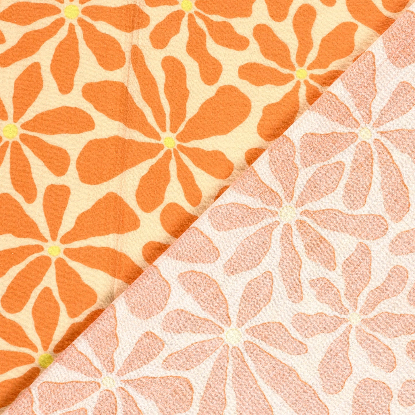 Musselin, Blumen Orange/Lachs
