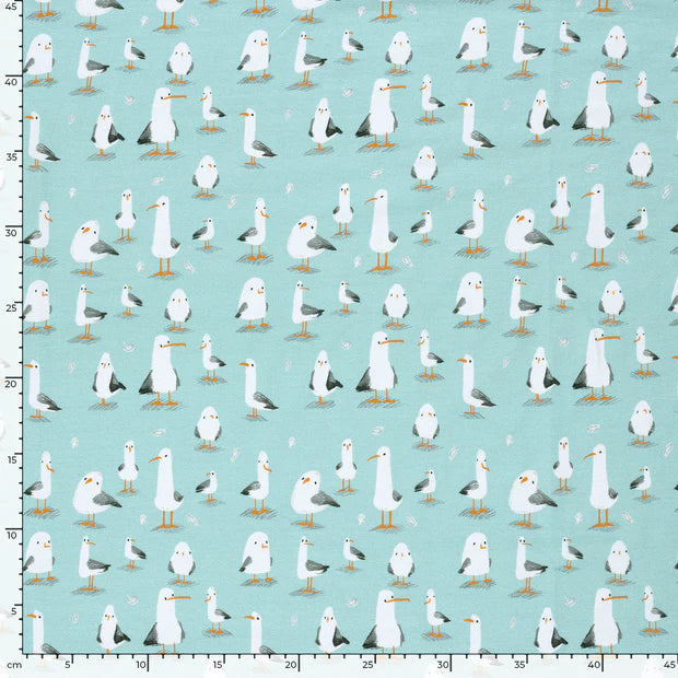 Jersey Druck "Möve" babyblau