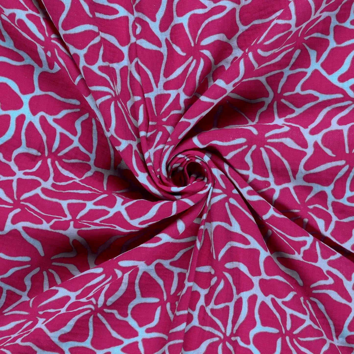 Musselin, Blumen Eisblau/Pink