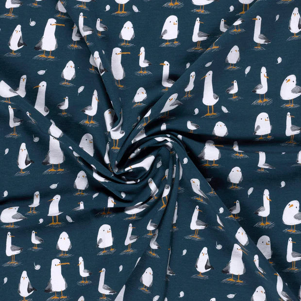 Jersey Druck "Möve" marineblau