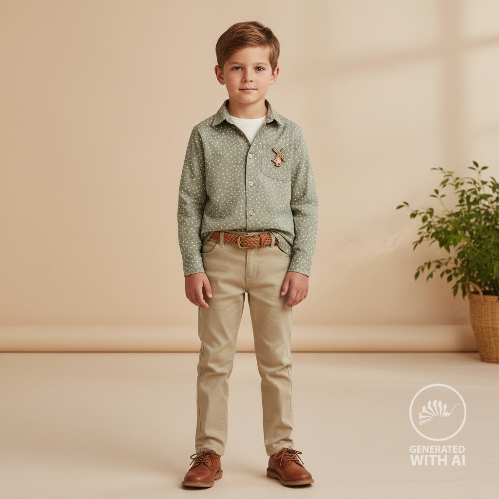 Baumwolle, Webware, Dots Khaki