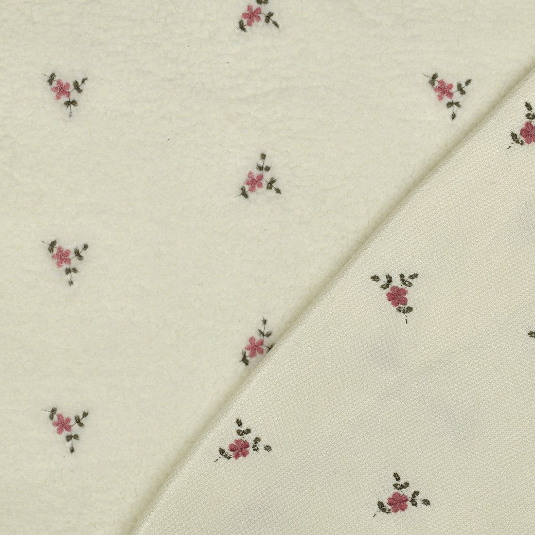 Teddy Fleece "Blümchen" Ecru