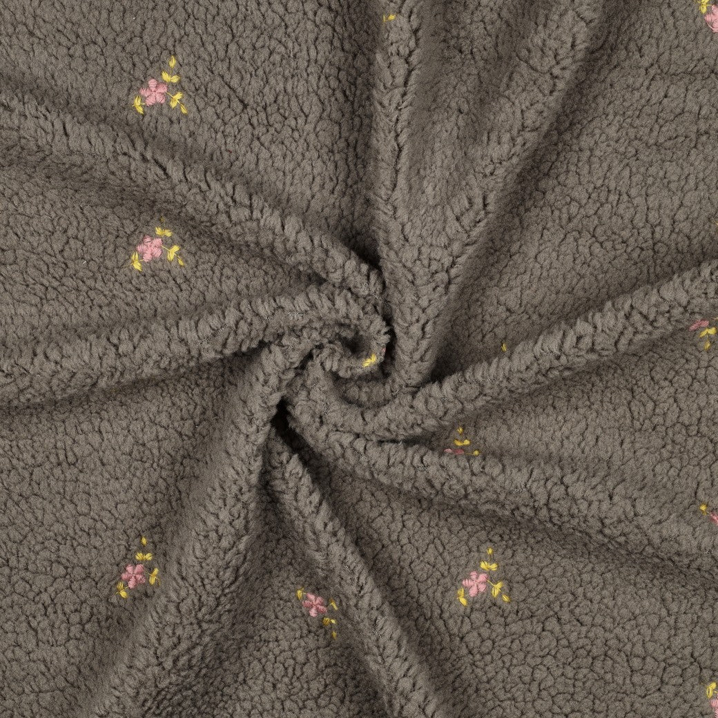 Teddy Fleece "Blümchen" Grau