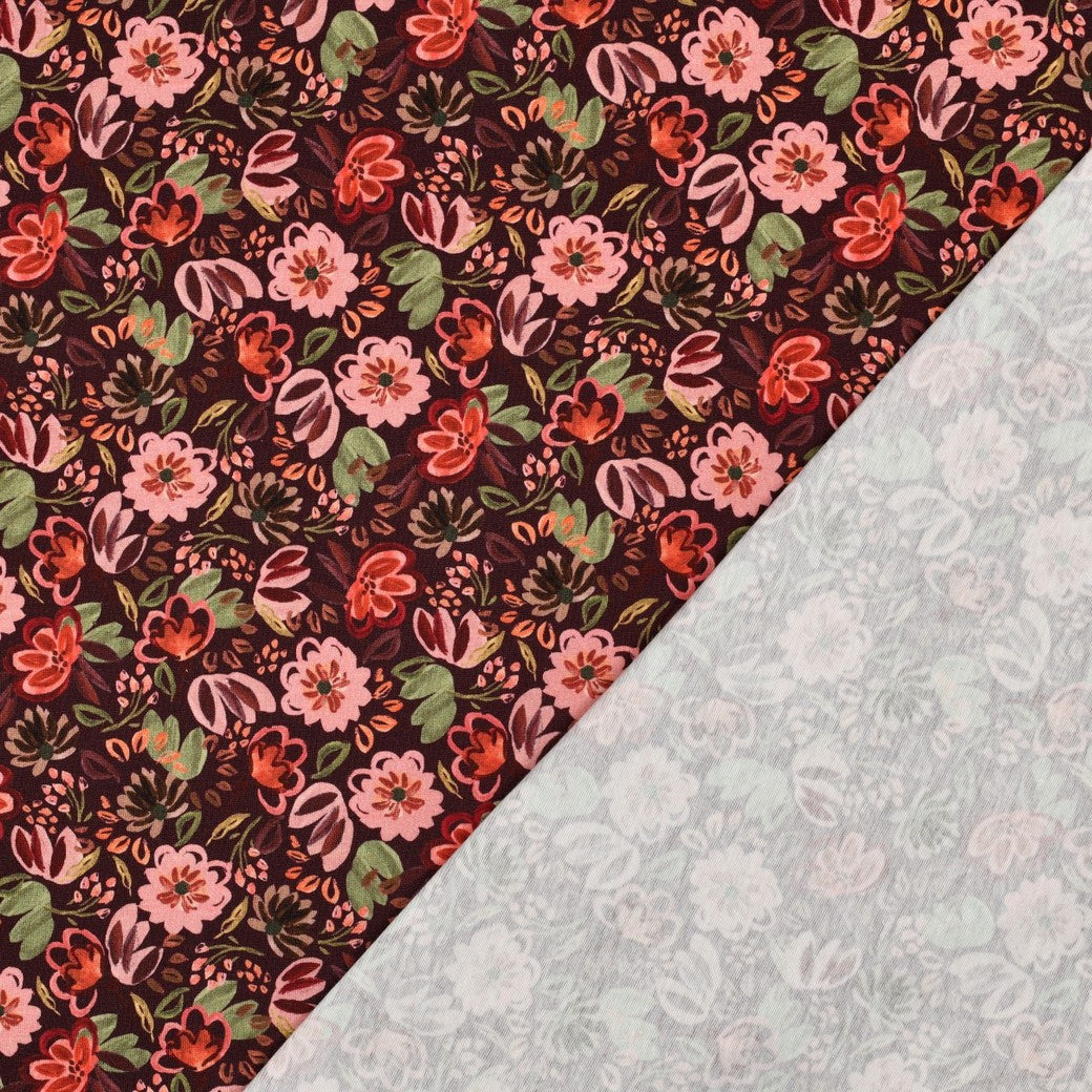Jersey "Blumen" Burgundy