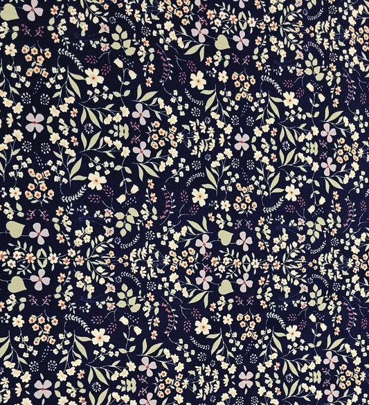 Baumwolle/Popelin "Liebliche Blumen" navy