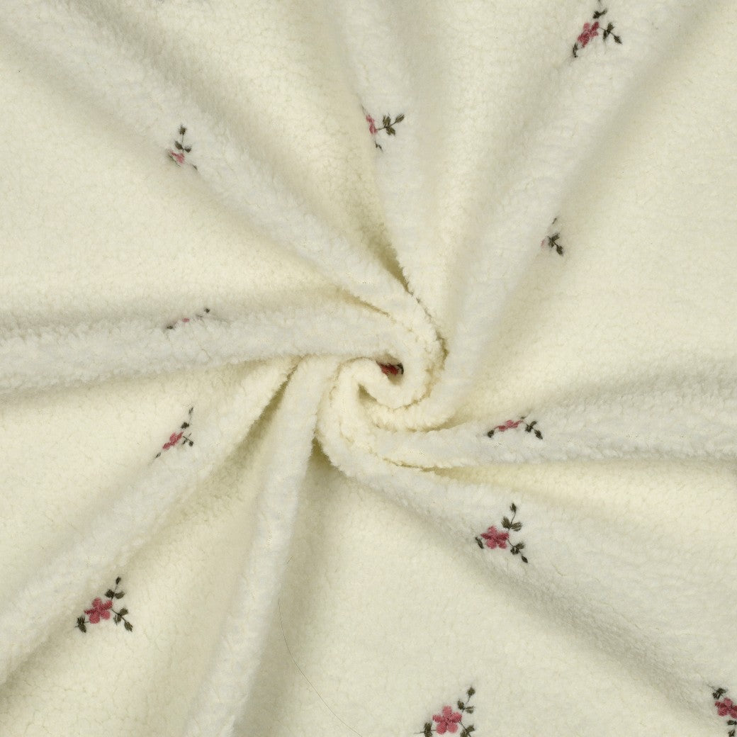Teddy Fleece "Blümchen" Ecru