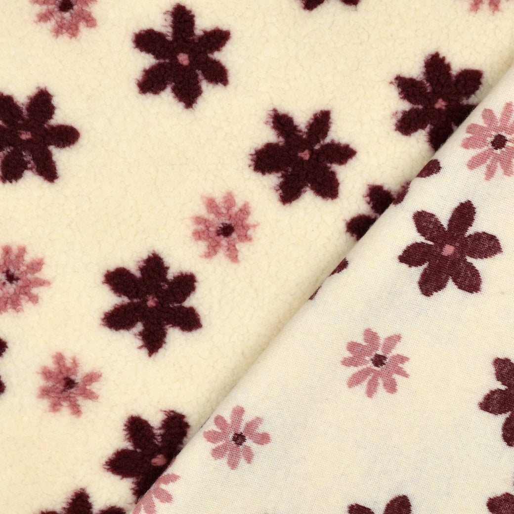 Teddy Fleece "Blumen" Off White