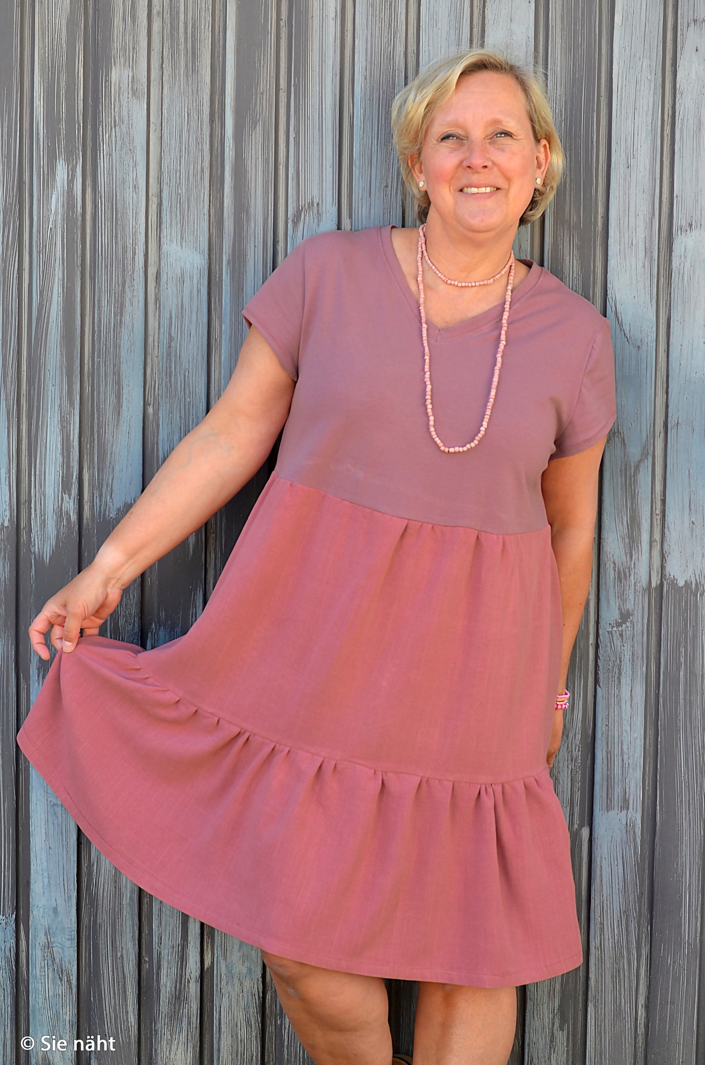 Viskose- Leinen-Altrosa