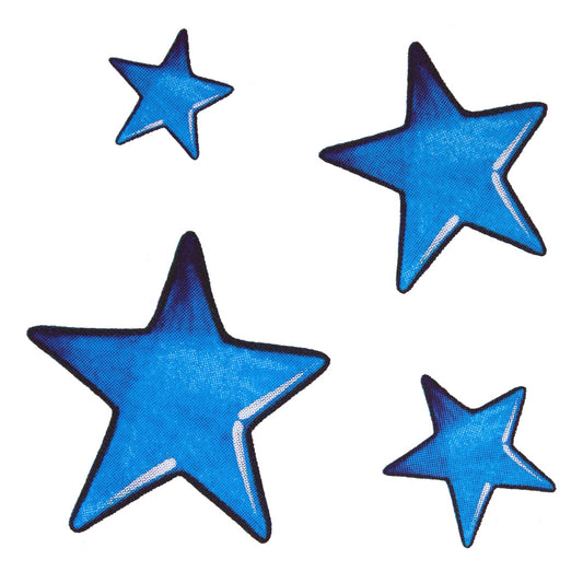 Bügelmotive-Set Sterne blau 4x