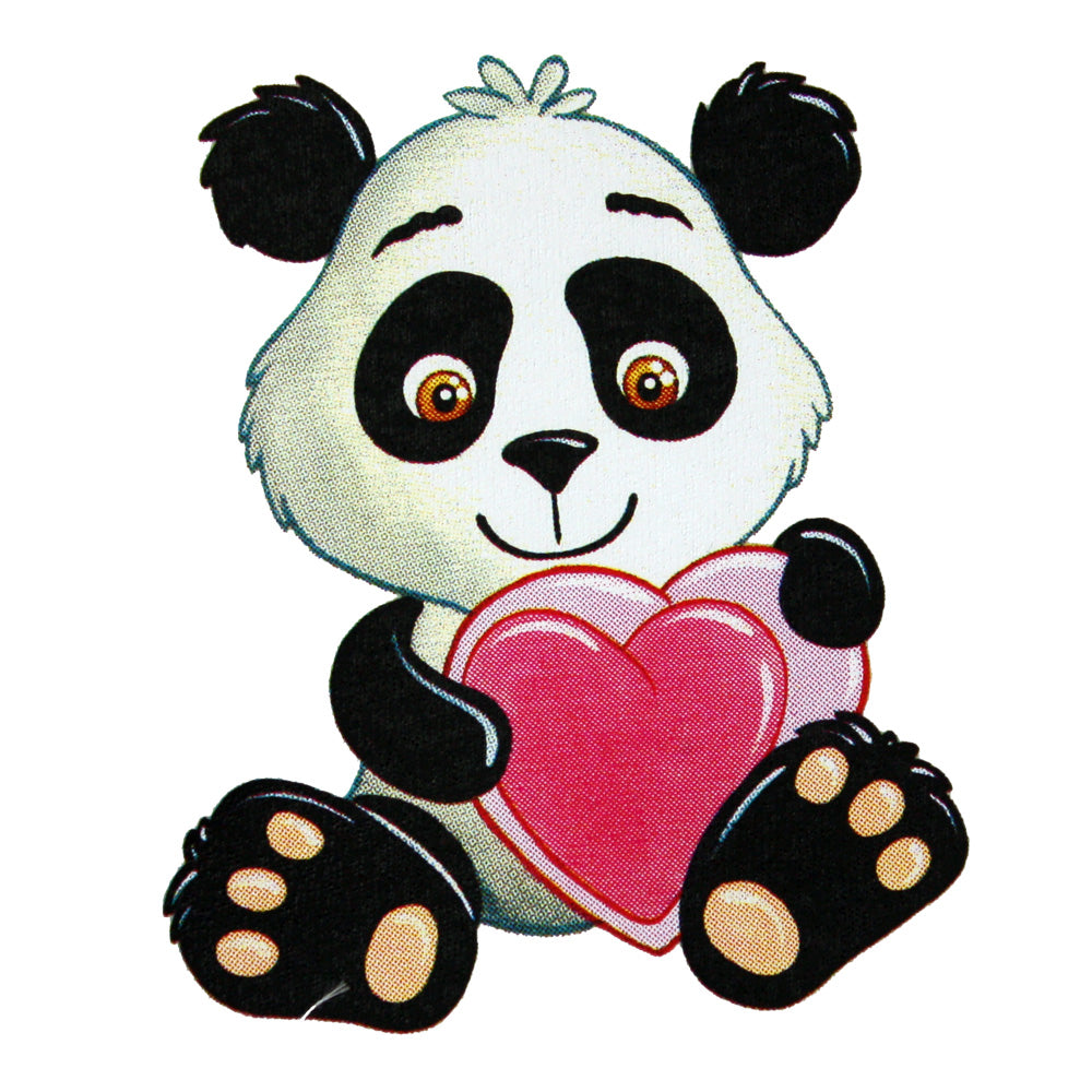 Bügelmotiv Panda mit Herz