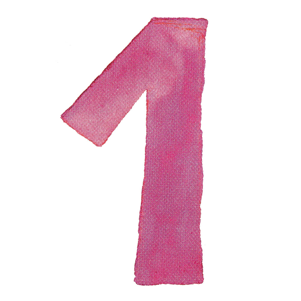 Bügelmotiv Zahl “1” rosa,pink