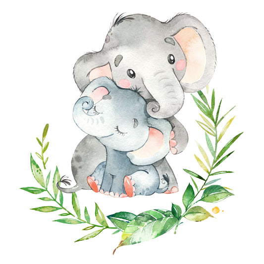 Bügelmotiv Mama und Baby Elefant