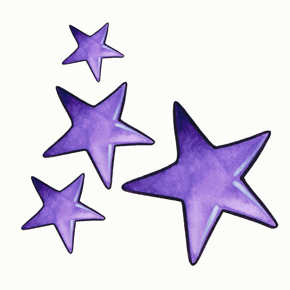 Bügelmotive-Set Sterne lila 4x